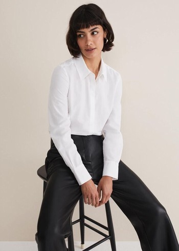 Phase Eight White Cotton Fitted Shirts White Australia | PN5978064